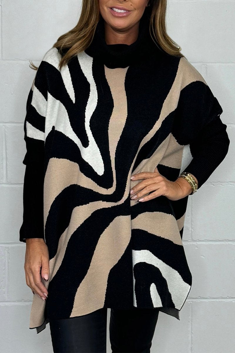 Women's Casual Zebra Print Sweater