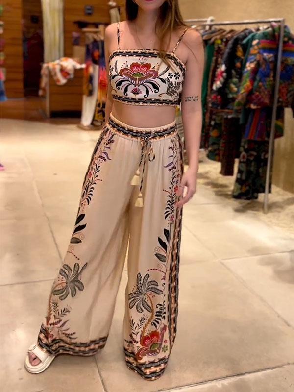 Women's Flower Print Tank Top & Trousers Co-ord