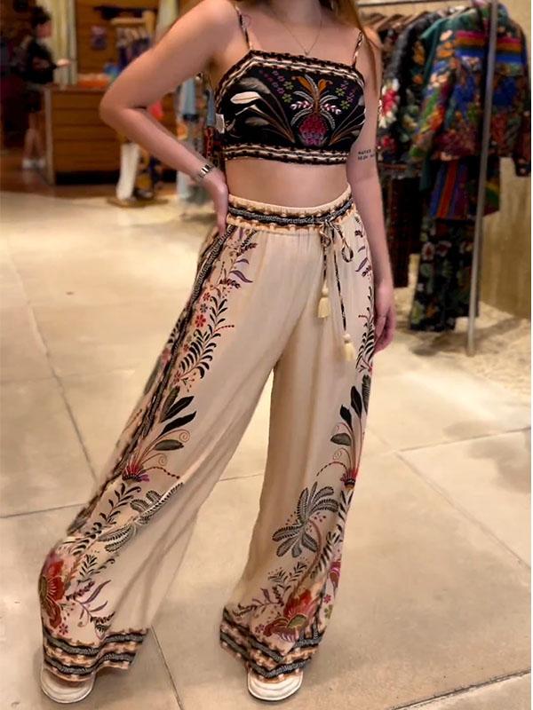 Women's Flower Print Tank Top & Trousers Co-ord
