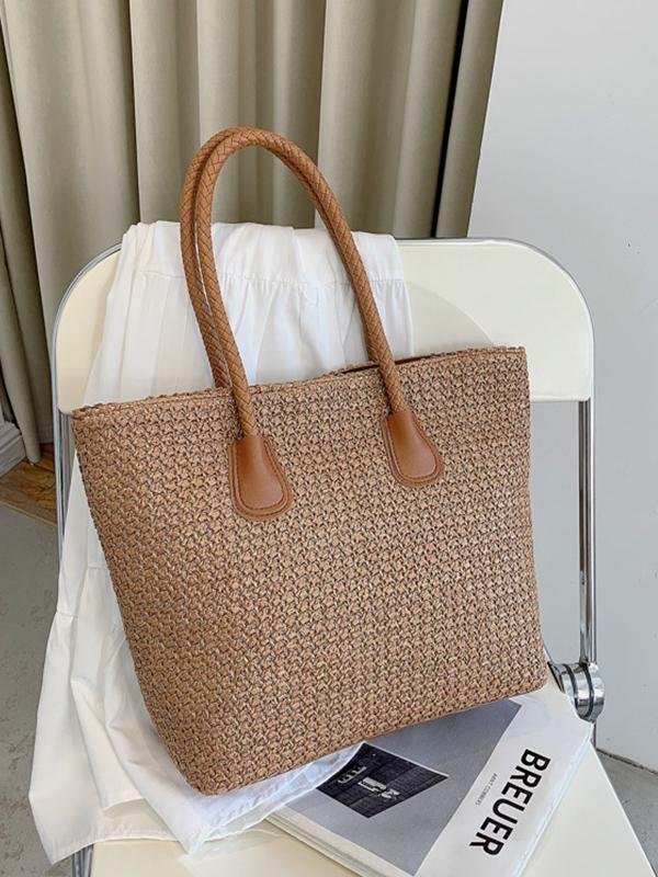 Women's Large Capacity Woven Hand-Carrying Big Shoulder Bag