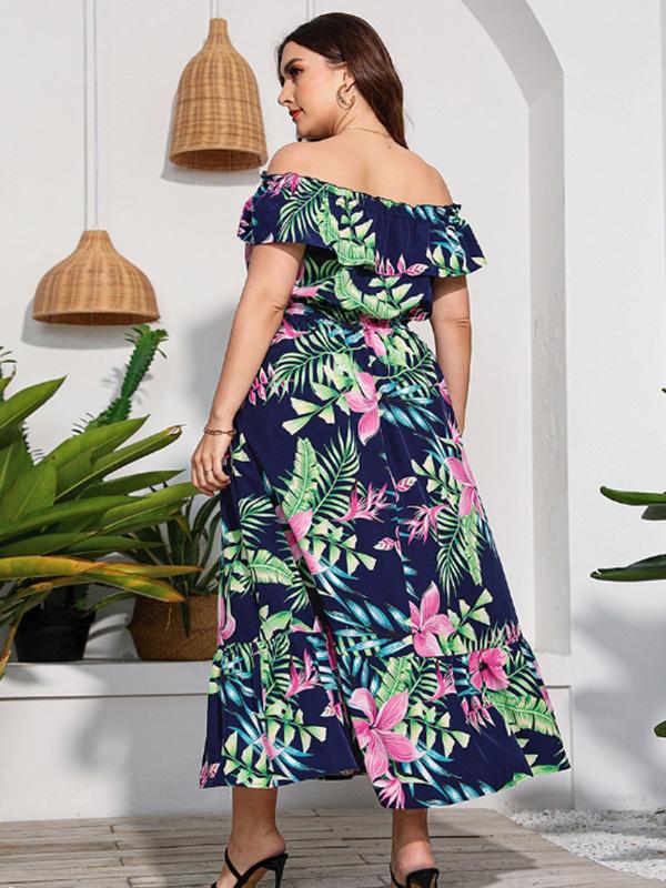 Classic Ruffled Simple One-line Collar Dress