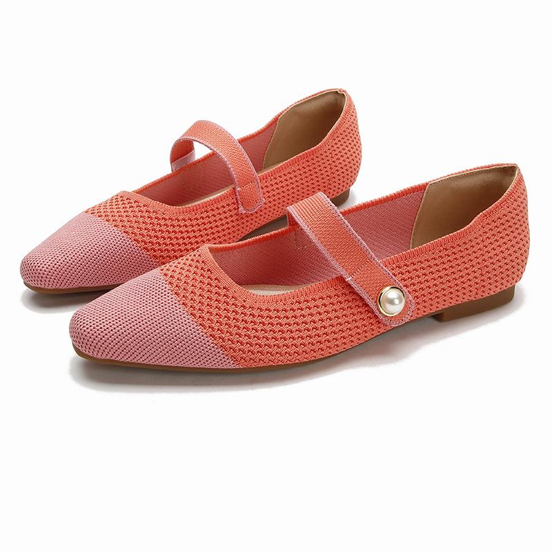 Buckle Fabric Flat Women's Shoes