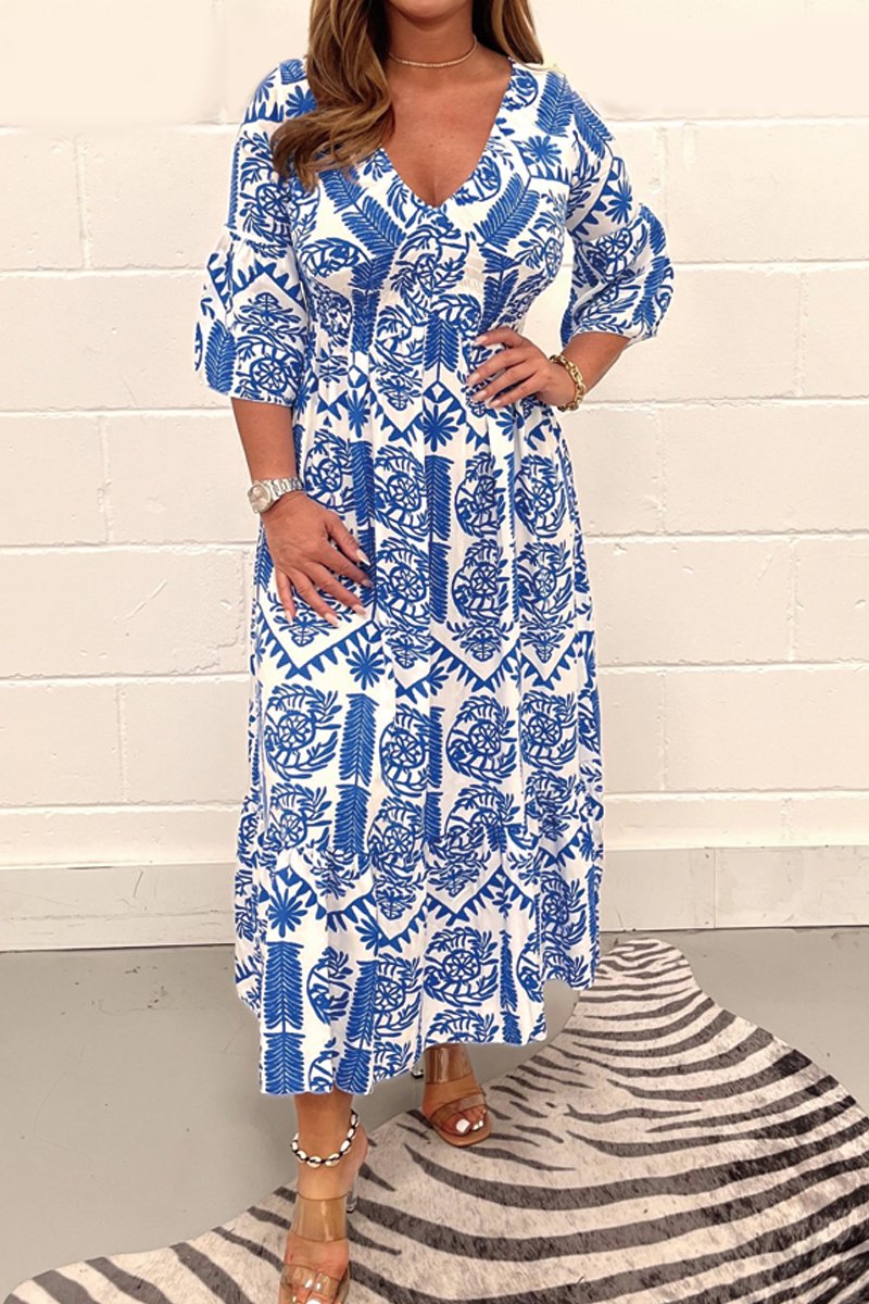 Printed V-neck dress