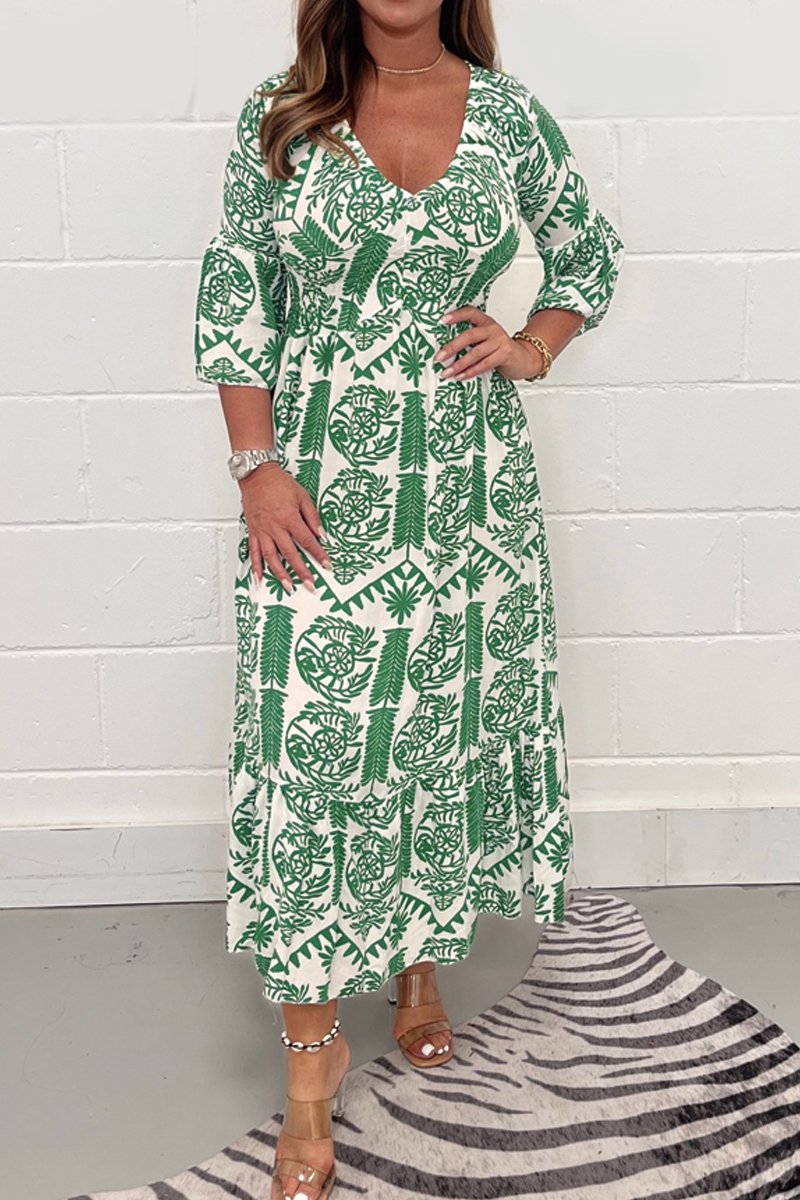 Printed V-neck dress
