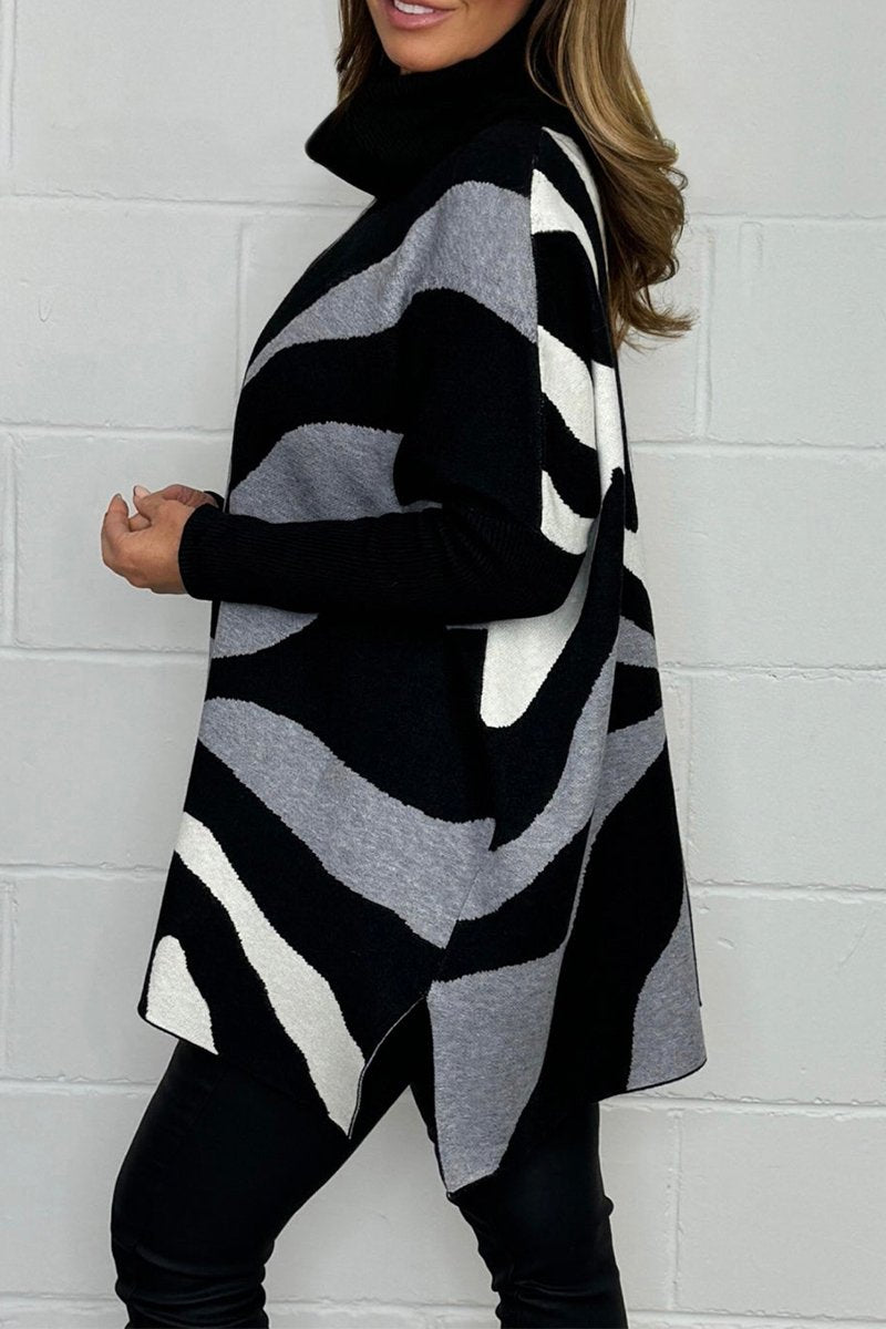 Women's Casual Zebra Print Sweater
