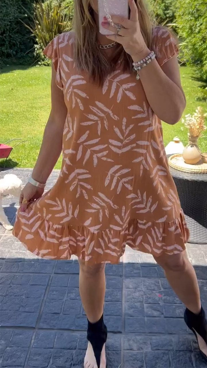 Casual Printed V-neck Dress