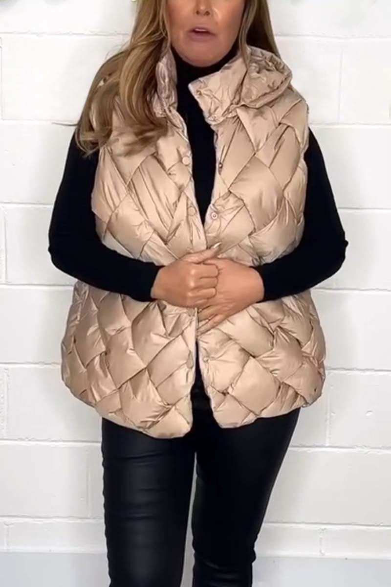 Women's casual hooded sleeveless cotton jacket
