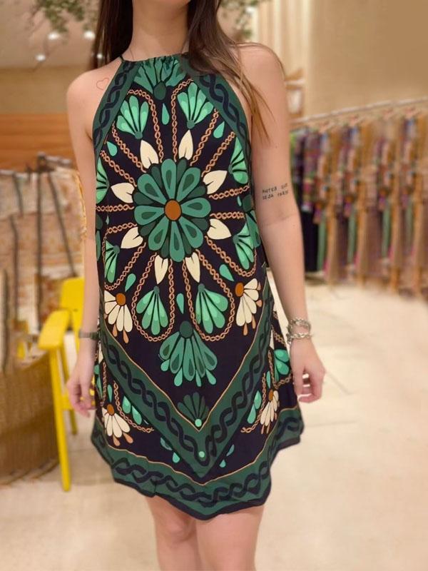 Sleeveless Printed Dress