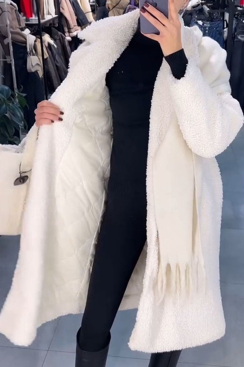 Women's Lapel Long Sleeve Plush Overcoat