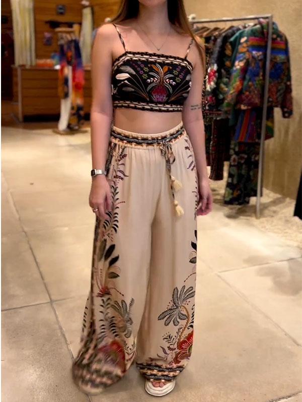 Women's Flower Print Tank Top & Trousers Co-ord