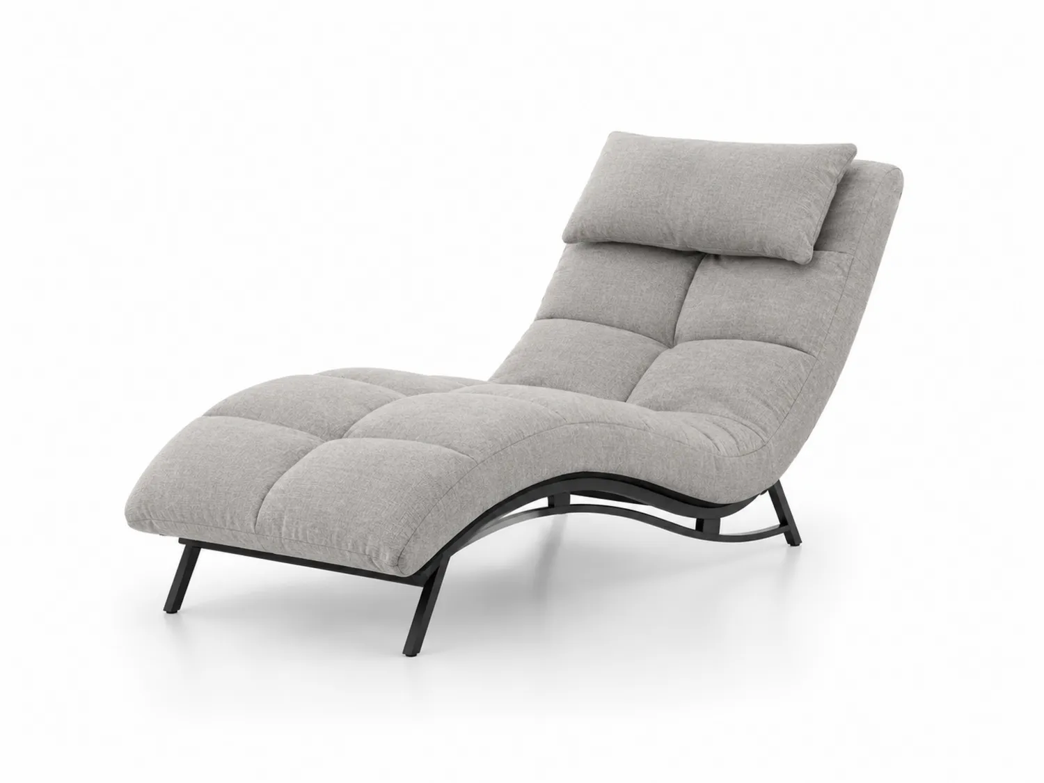 Szezlong z tkaniny poliestrowej Szary 192 cm