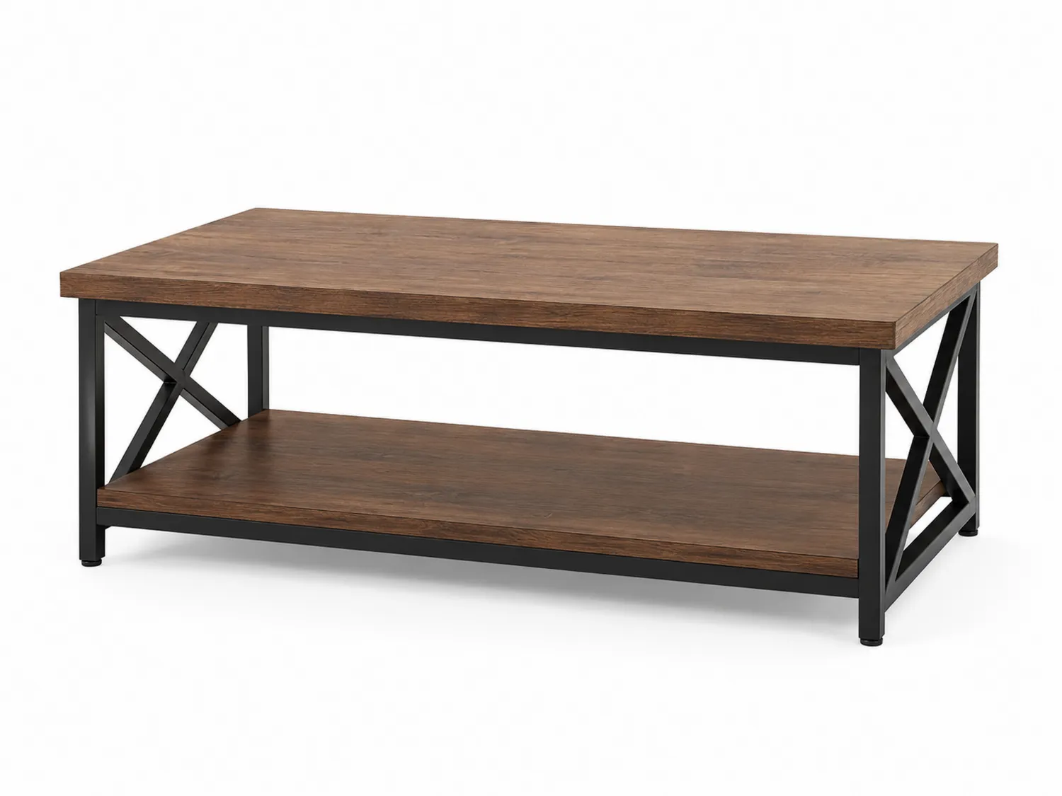 Stolik kawowy z drewna i metalu 120 cm x 60 cm x 40 cm