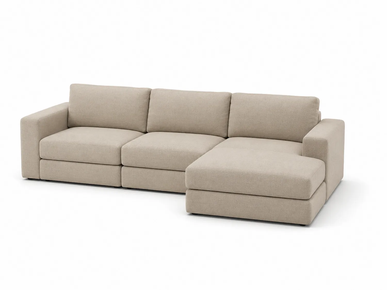 Modułowa sofa narożna 3-osobowa z tkaniny beżowej