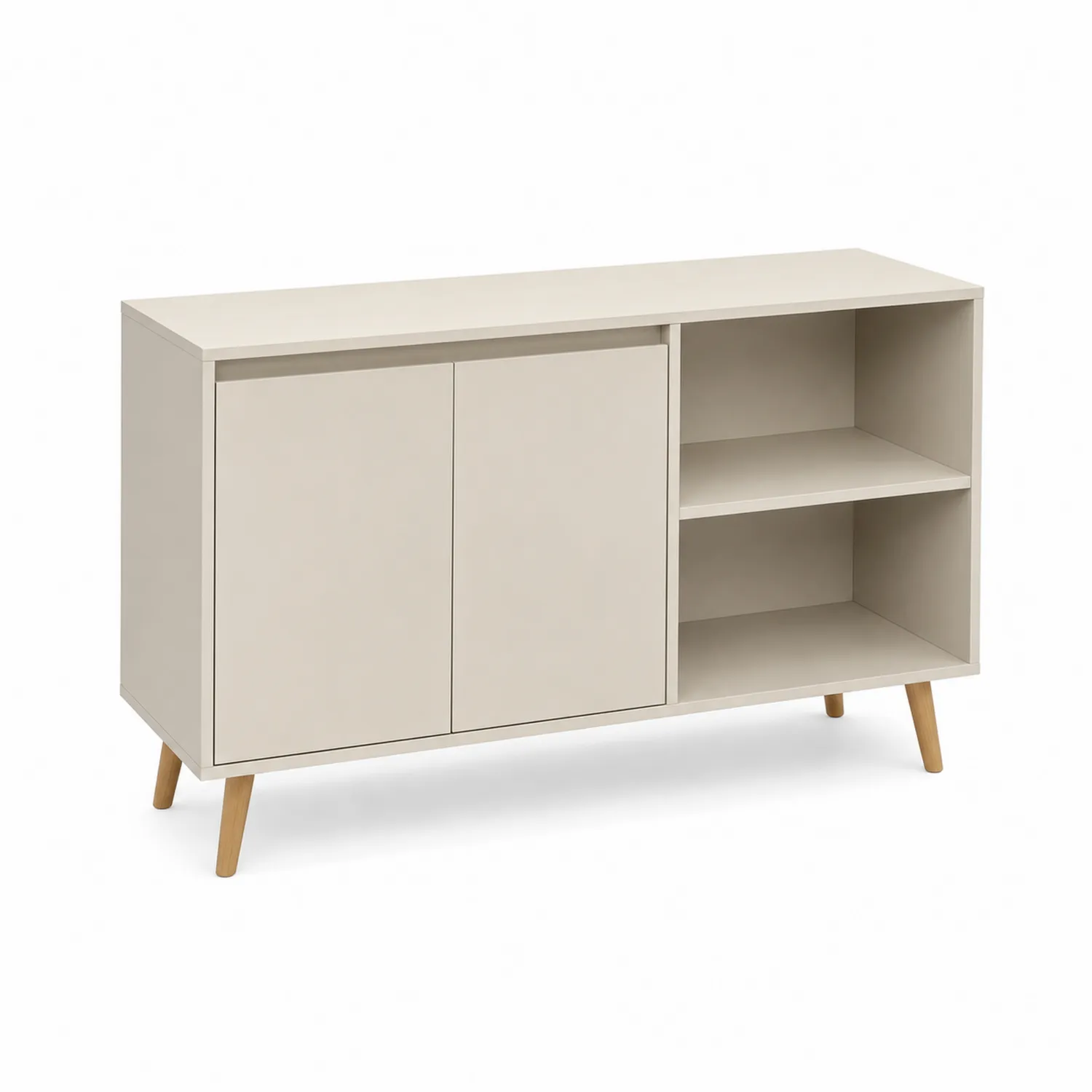 Komoda z drzwiami i półkami MDF i drewno 120x40x80 cm Beżowa