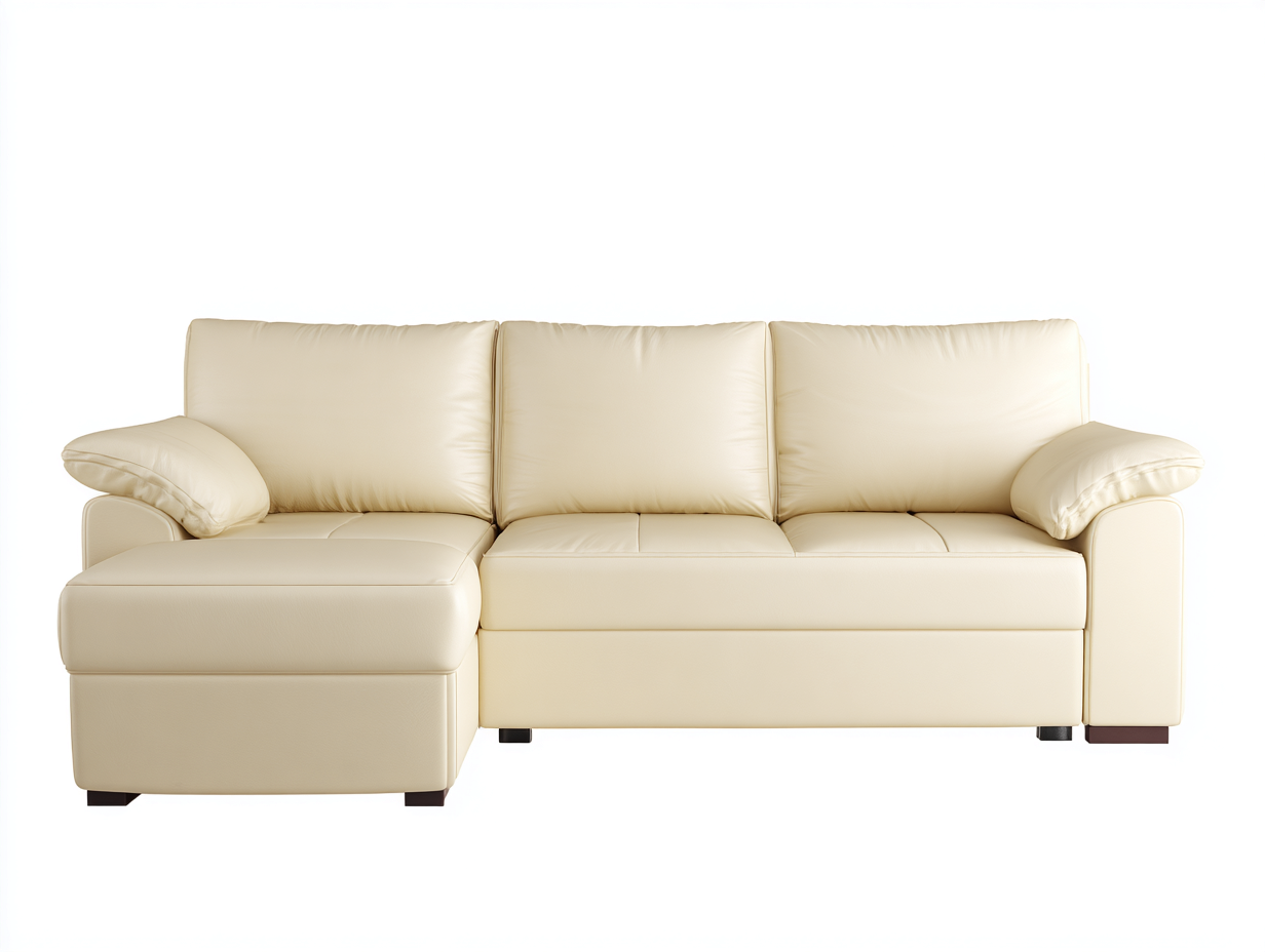 Divano angolare - Pelle-Legno - 220x150x85 cm - Beige - Stile moderno-Rilosanest