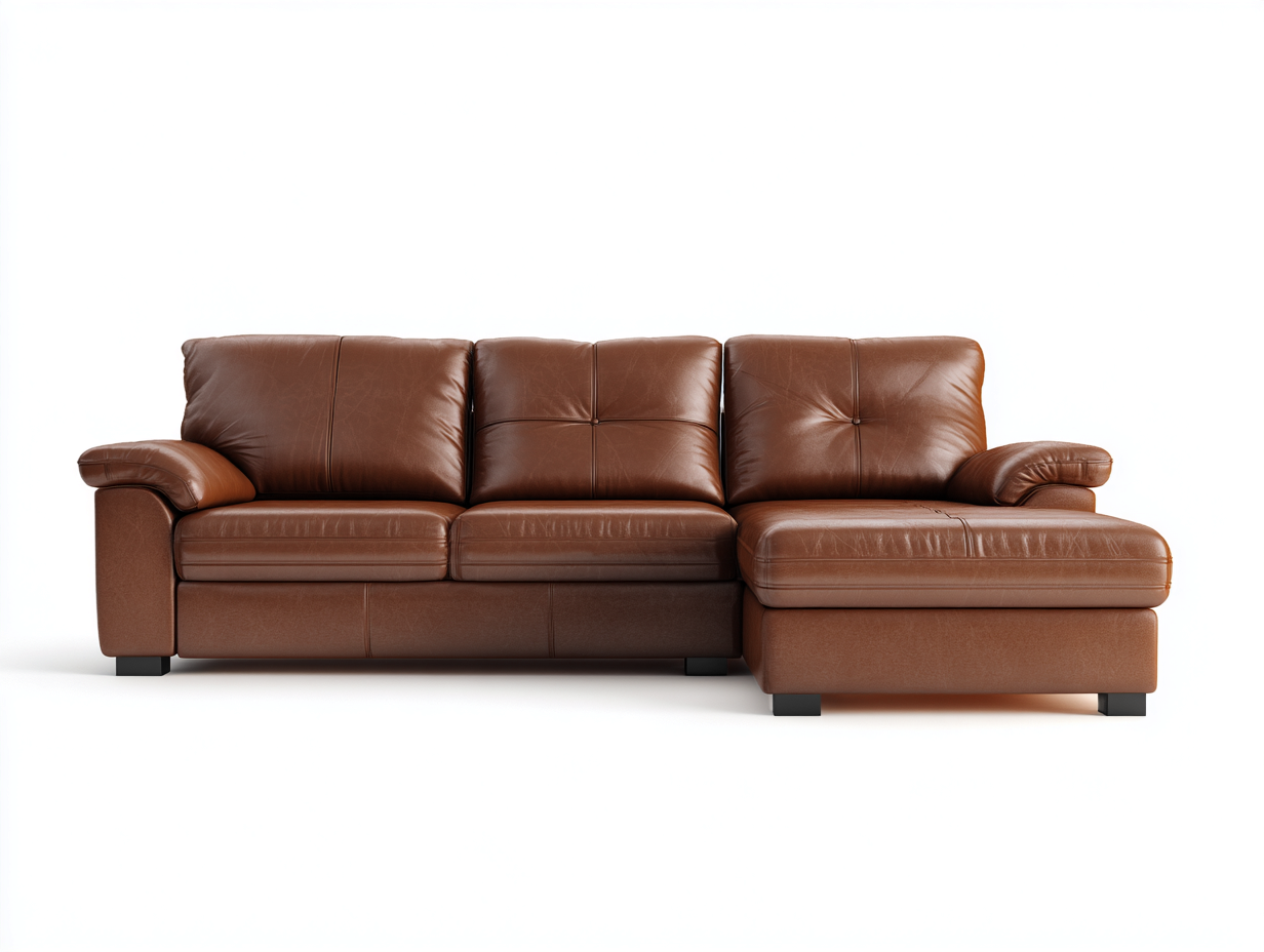 Divano angolare - Pelle-Metallo - 240x160x85 cm - Marrone caldo - Stile moderno-Rilosanest