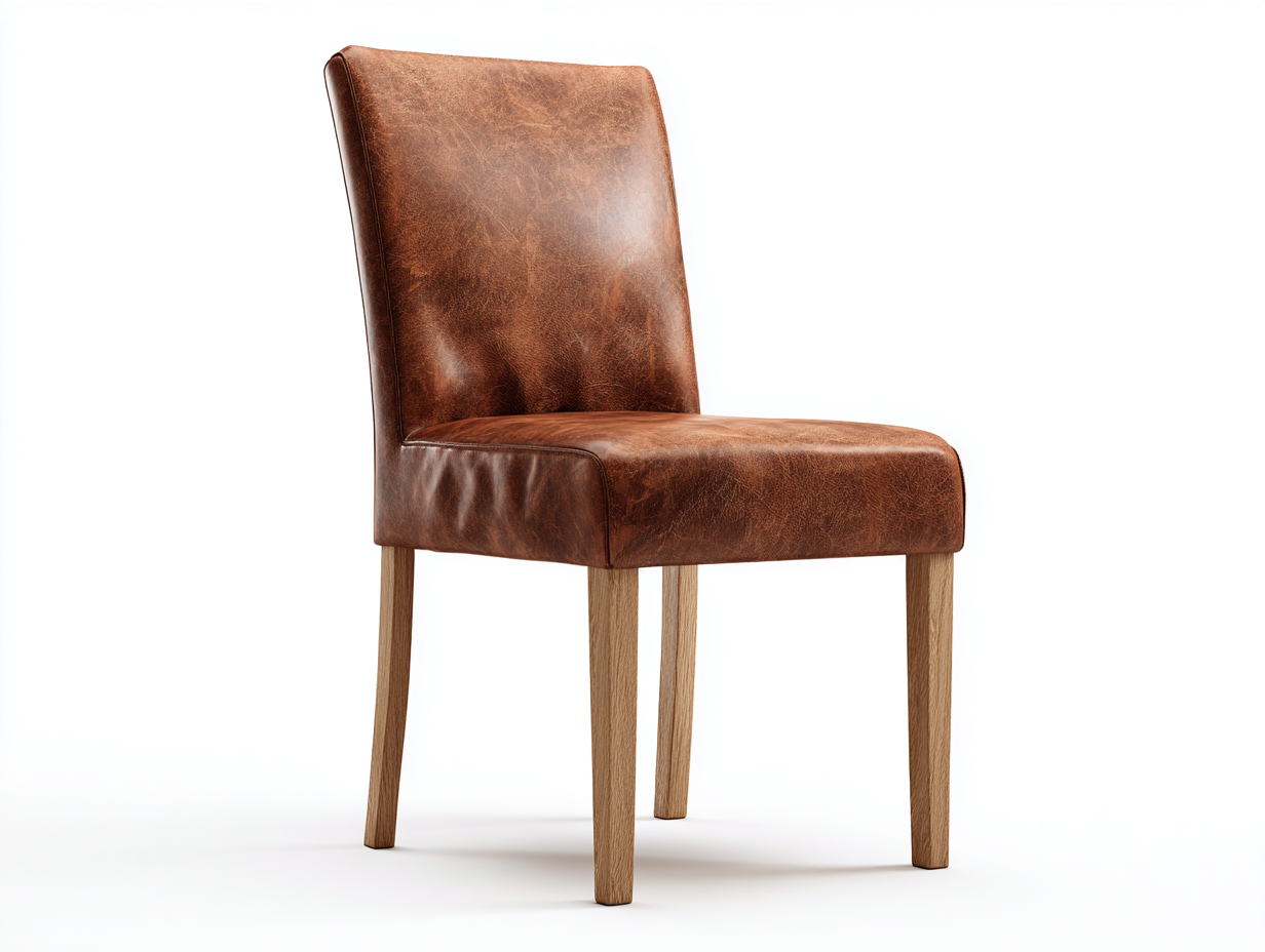 Sedia da pranzo - Pelle sintetica-Legno - 55x53x90 cm - Marrone vintage - Stile classico nordico-Rilosanest