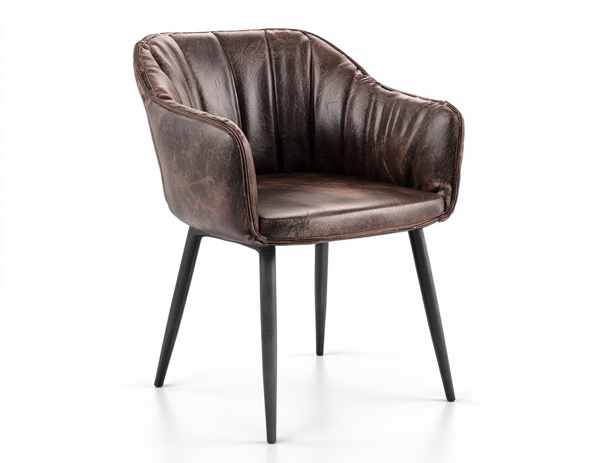 Sedia da pranzo - Pelle sintetica-Metallo - 59x57x81 cm - Marrone scuro - Stile vintage moderno-Rilosanest