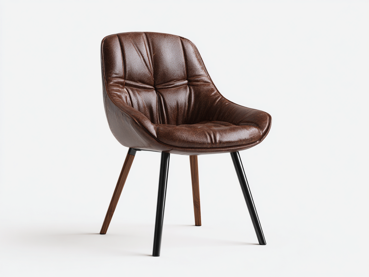 Sedia da pranzo - Pelle sintetica-Metallo-Legno - 62x59x84 cm - Marrone scuro - Stile vintage contemporaneo-Rilosanest
