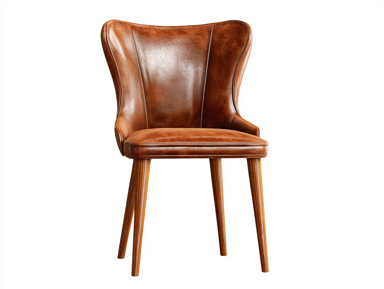 Sedia da pranzo - Pelle sintetica-Legno - 57x56x88 cm - Marrone vintage - Stile rétro moderno-Rilosanest
