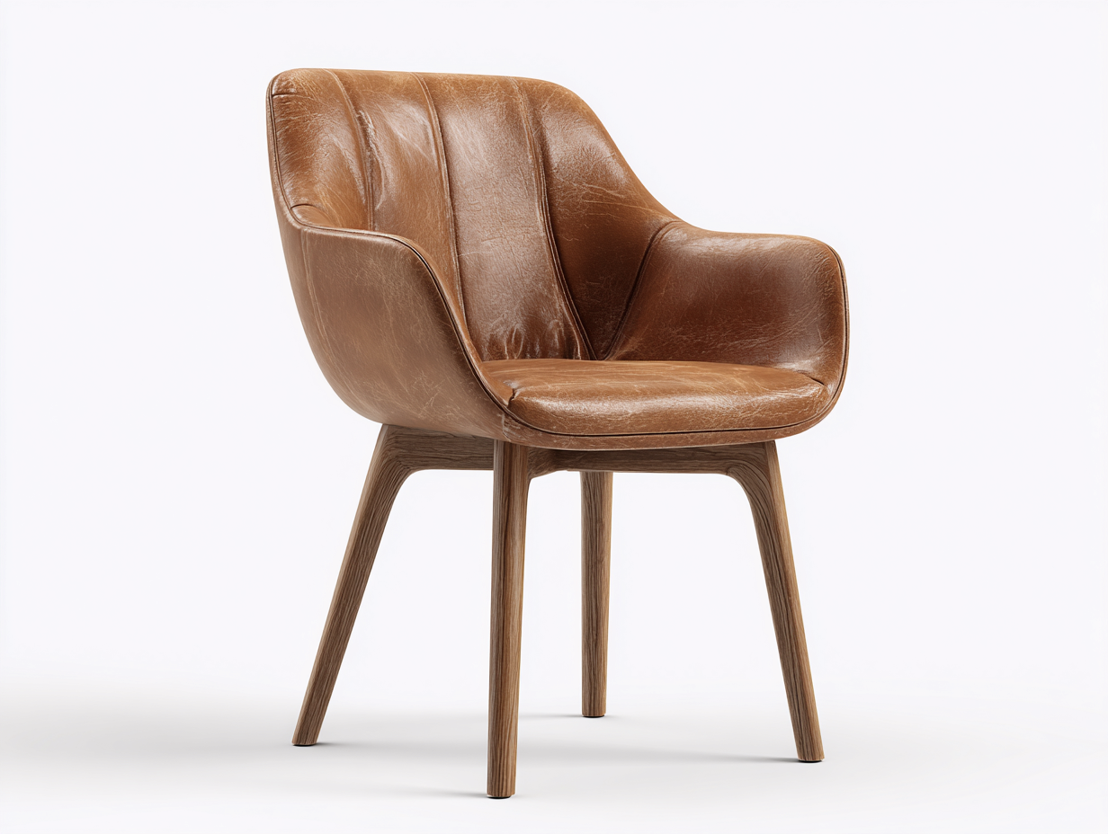 Sedia da pranzo - Pelle sintetica-Legno - 60x57x82 cm - Marrone chiaro - Stile nordico moderno-Rilosanest