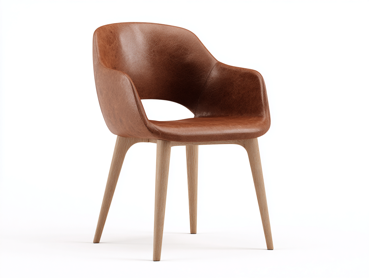 Sedia da pranzo - Pelle sintetica-Legno - 58x54x80 cm - Marrone - Stile nordico minimalista-Rilosanest