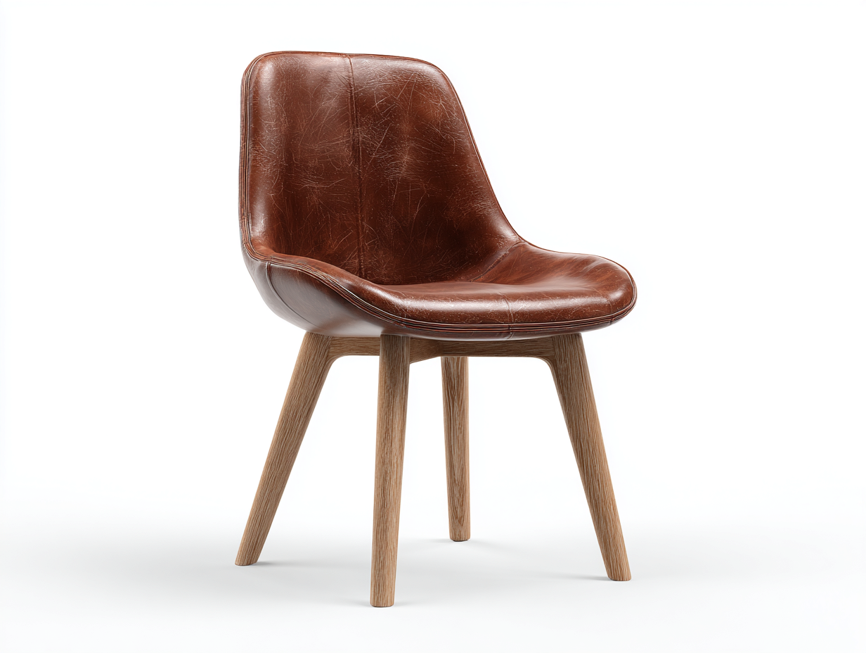 Sedia da pranzo - Pelle sintetica-Legno - 59x56x81 cm - Marrone vintage - Stile nordico contemporaneo-Rilosanest