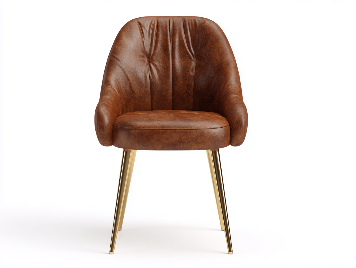 Sedia da pranzo - Pelle sintetica-Metallo - 57x55x82 cm - Marrone - Stile vintage moderno-Rilosanest