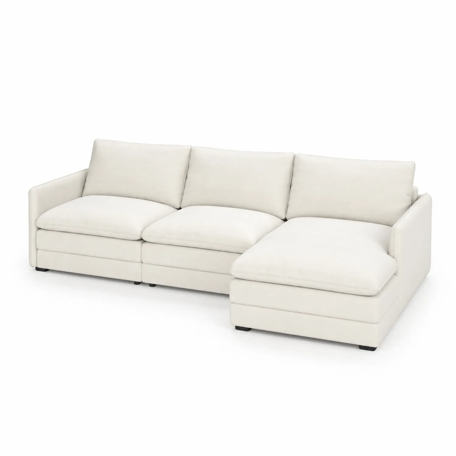 Narożna sofa L bawełniana kremowa 260x160x85 cm