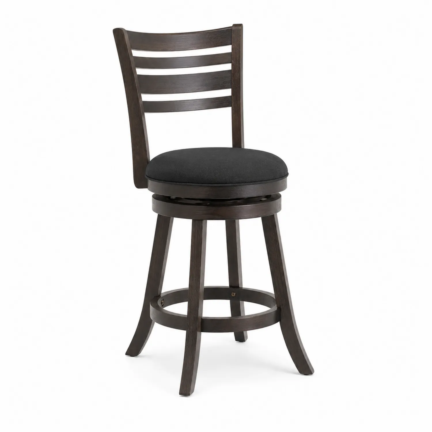 Stołek obrotowy drewno tapicerowany czarny 102 cm