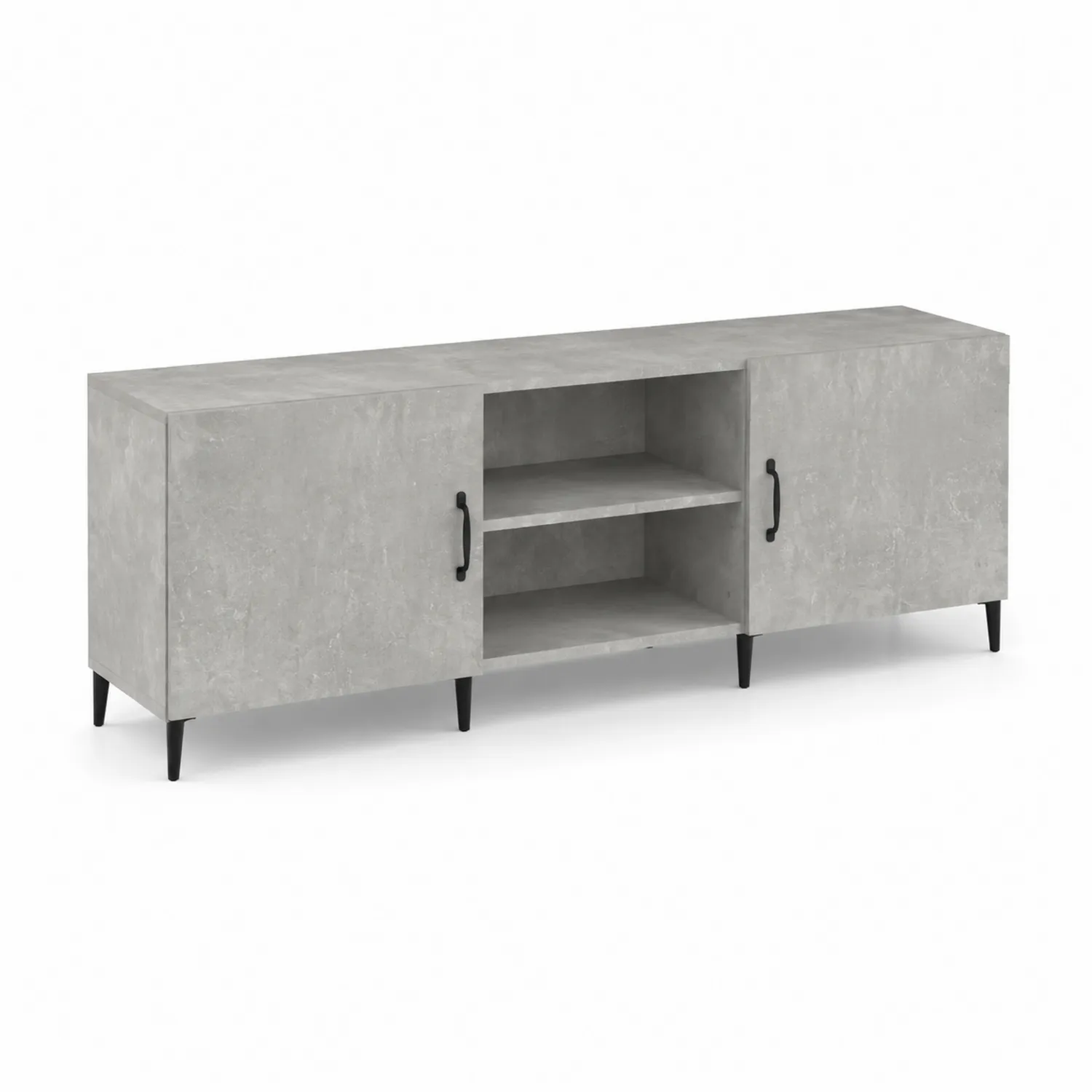 Szafka RTV z płyty MDF z metalowymi nogami, szara, 180x40x55 cm