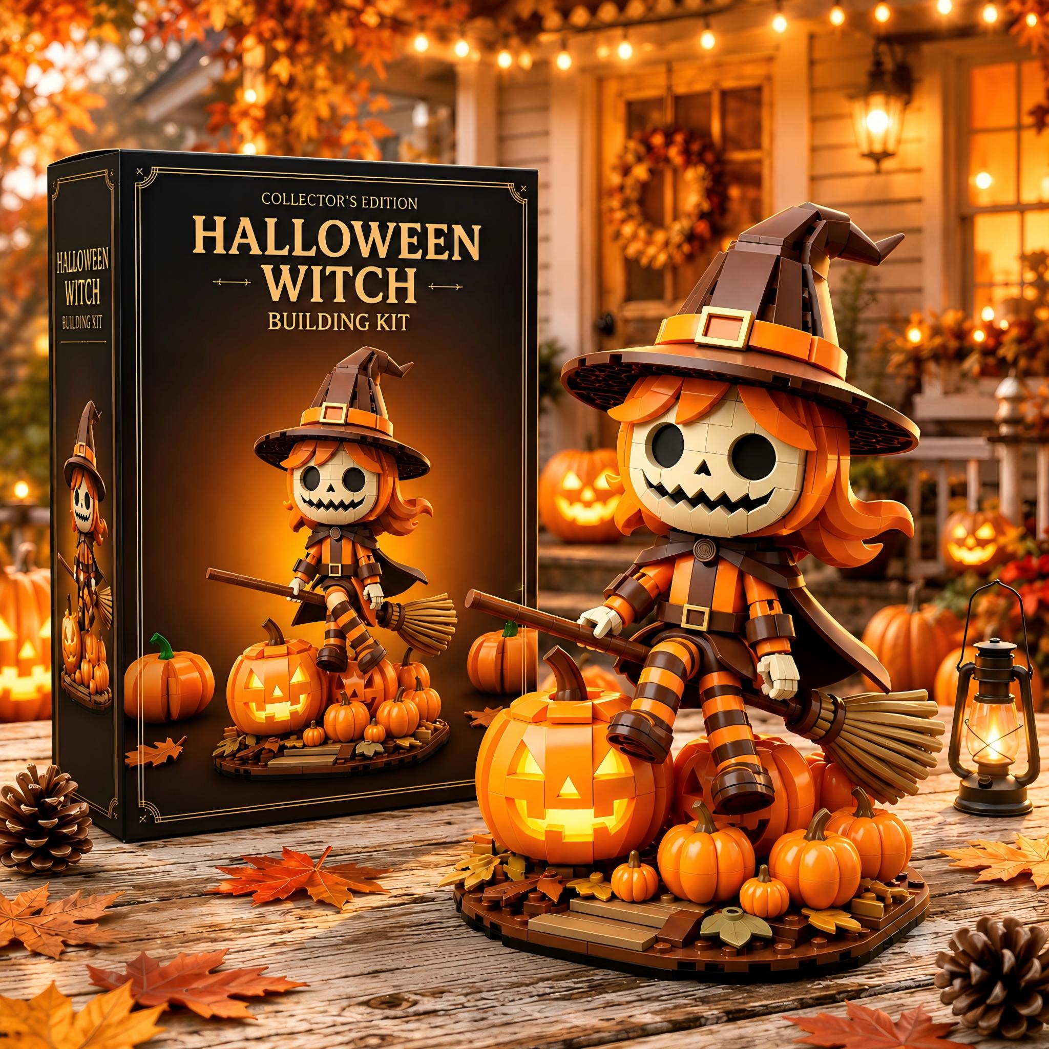 Halloween Pumpkin Witch Building Block Set