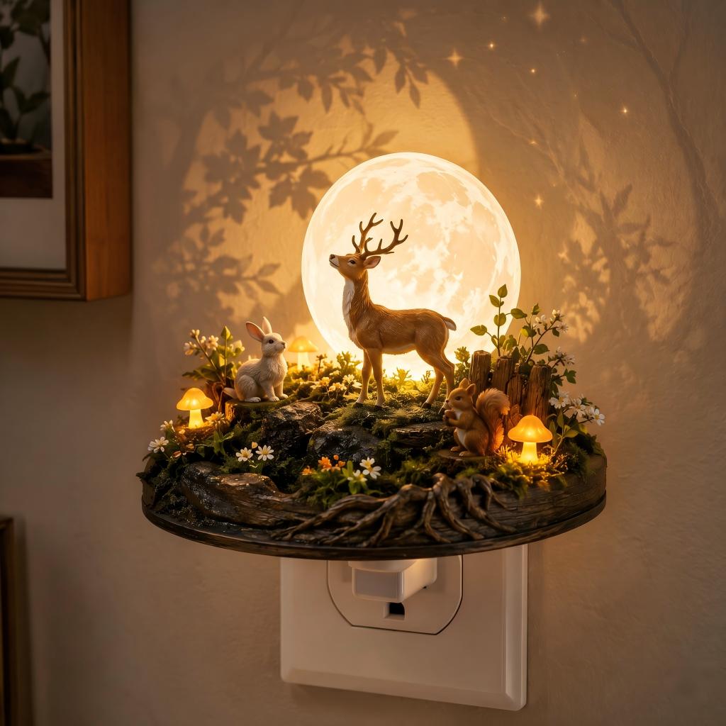 Moonlit Forest Night Light