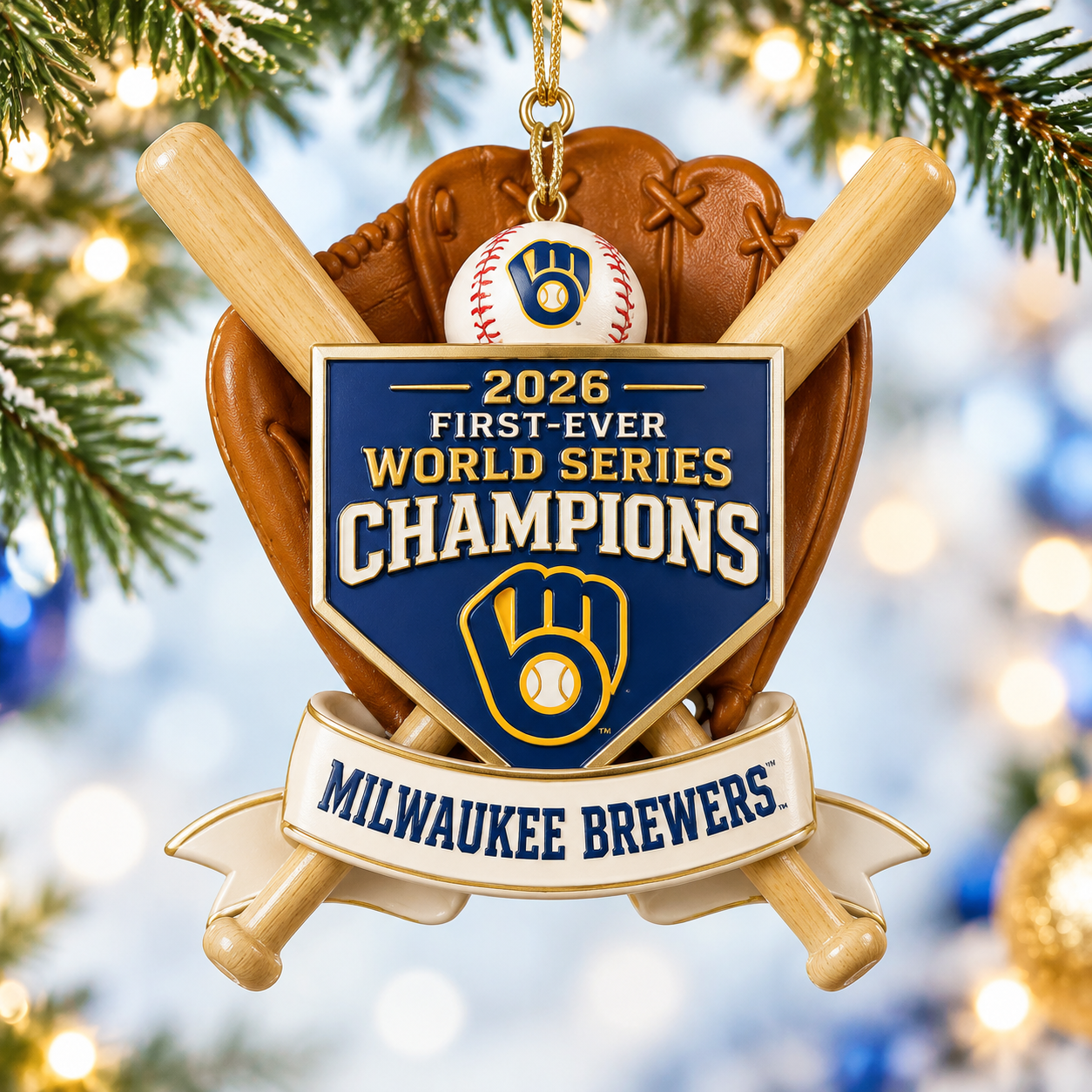 2026 Brew Crew Limited Edition Championship Collectible Holiday Tree Ornament
