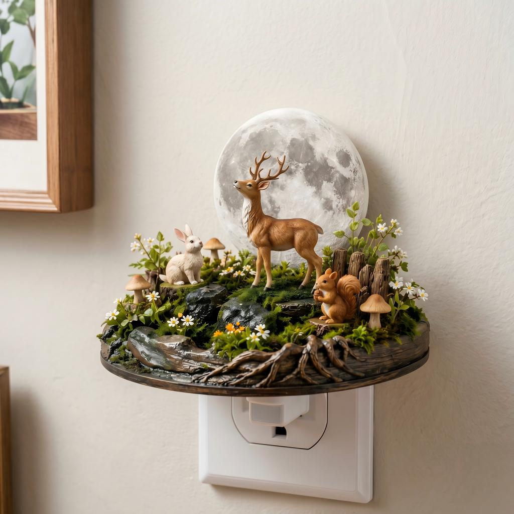 Moonlit Forest Night Light