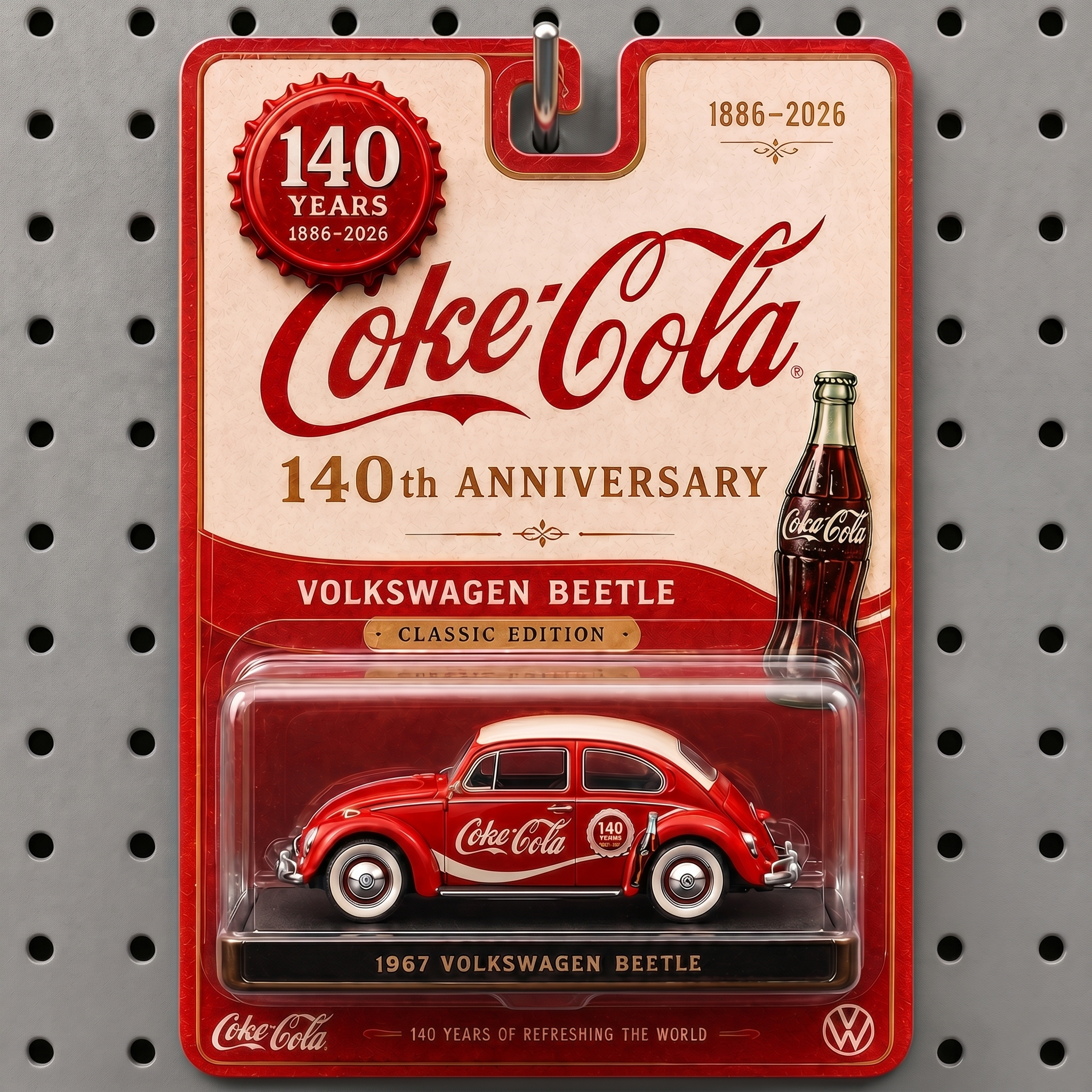 1:64 Coke-Cola 140th 1967 Volkswagen Beetle Die-Cast Modelr（1886-2026）