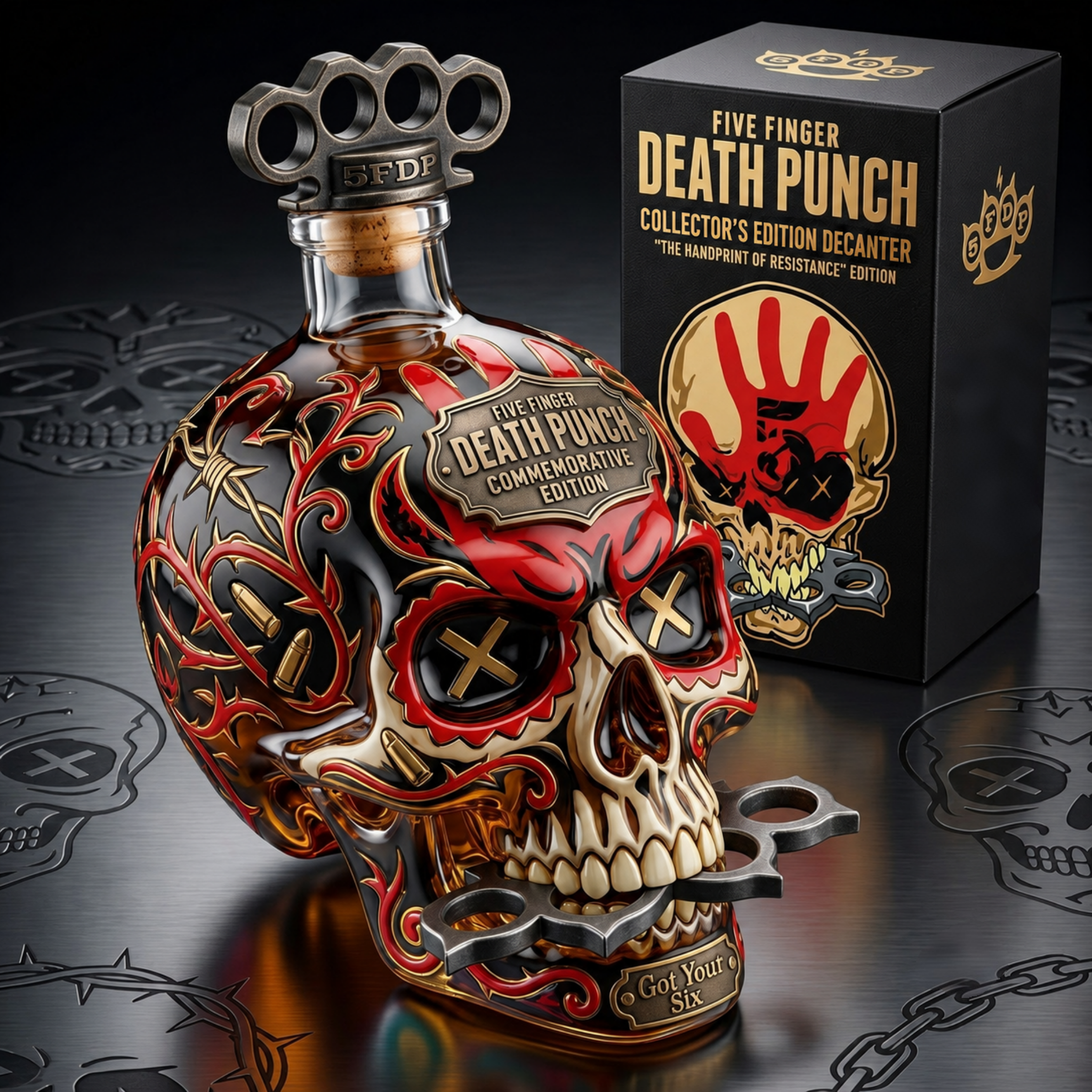 Five Finger Death Punch "Got Your Six" Skull Edition Decanter