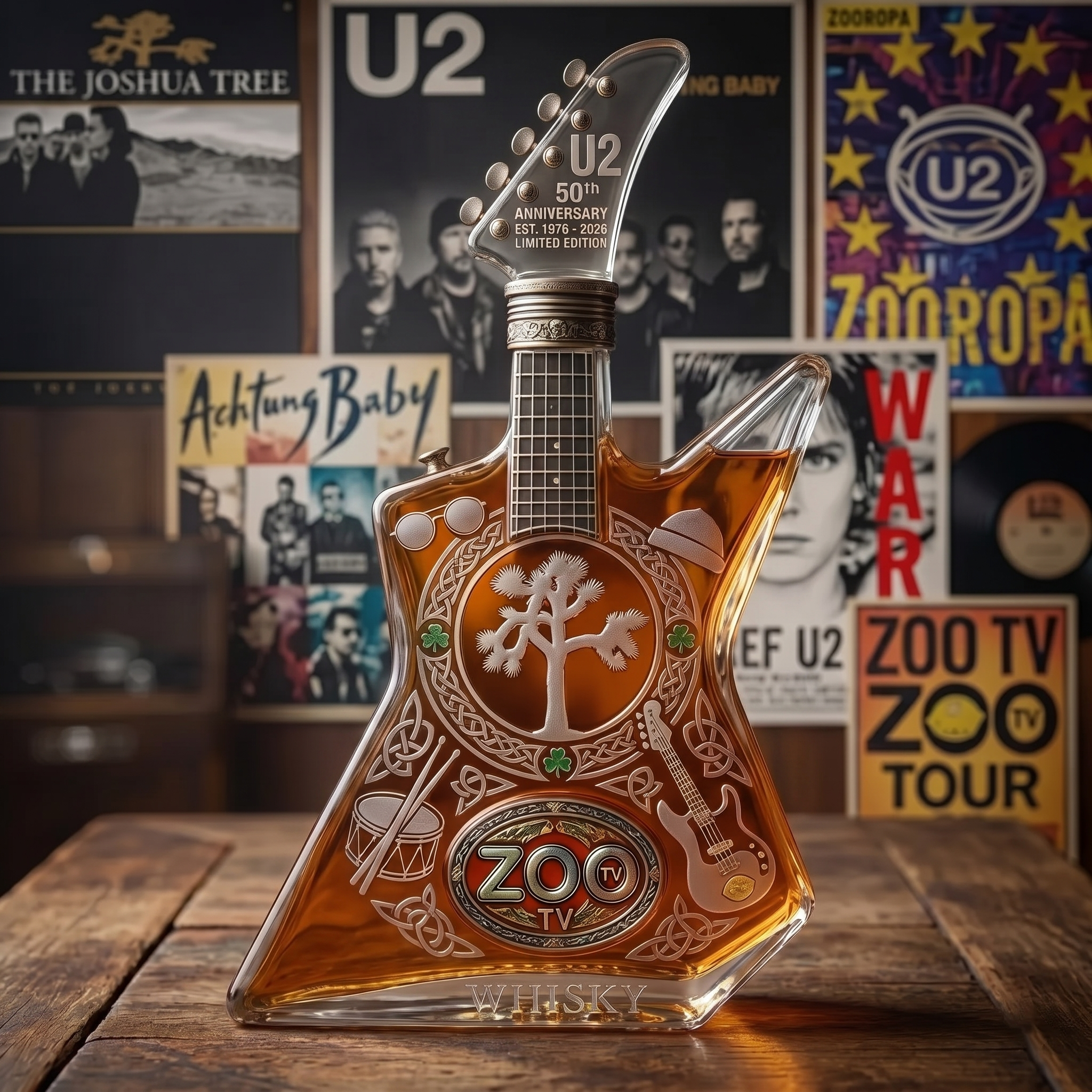 U2 50th Anniversary Guitar Decanter（1976-2026）