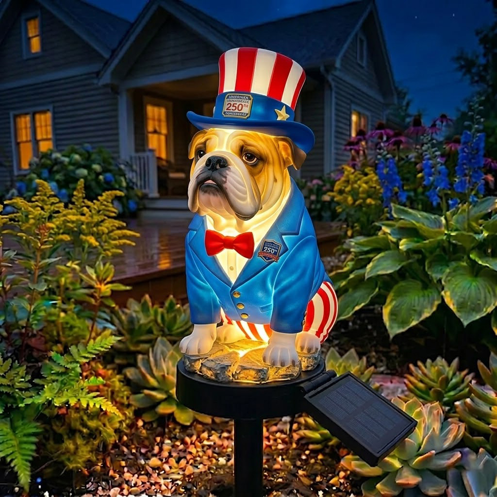 250th Anniversary Uncle Sam Bulldog Solar Garden Light（1776-2026）