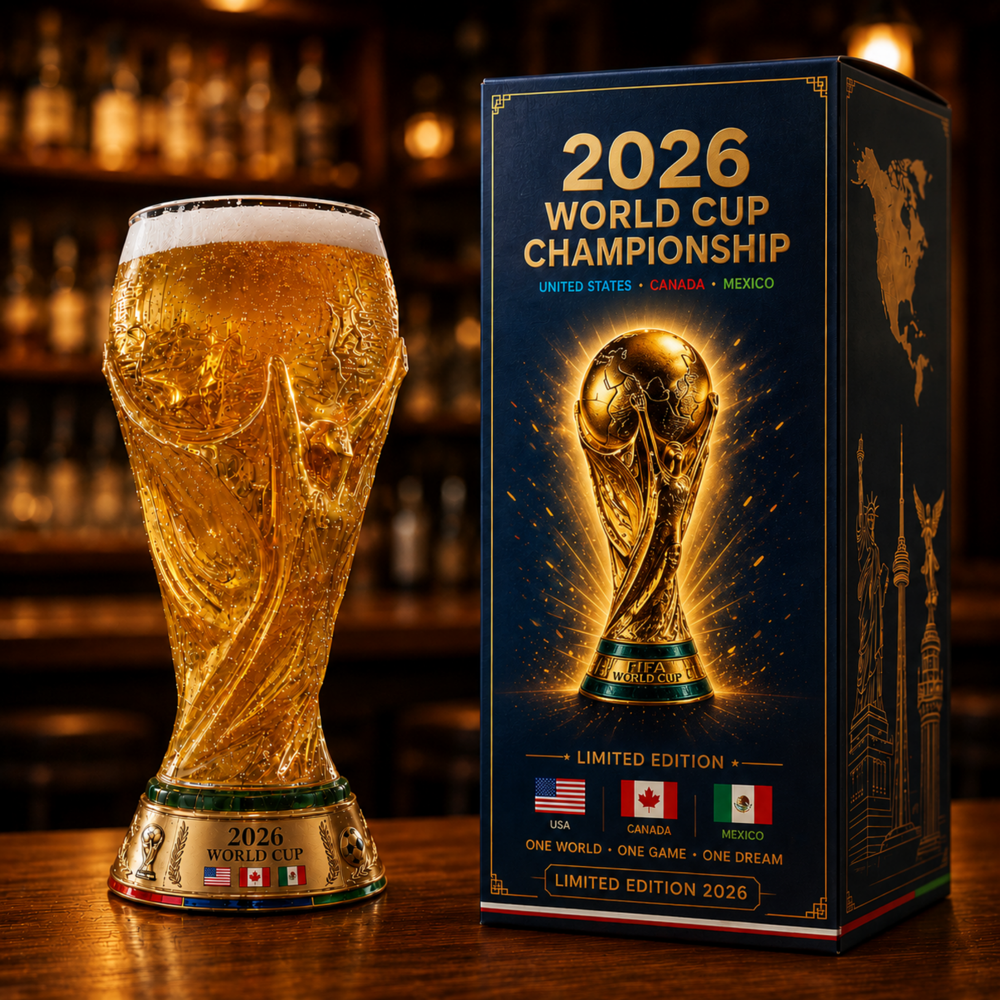 2026 World Cup Heritage Sculpted Trophy Glass