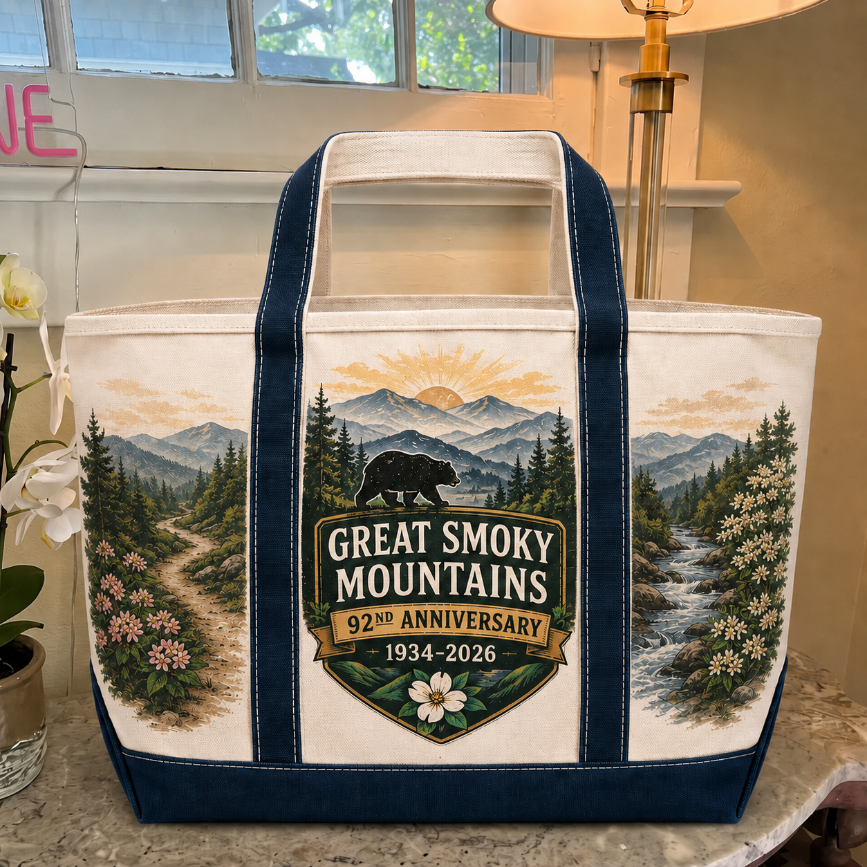 Great Smoky Mountains 92nd Anniversary Canvas Tote Bag