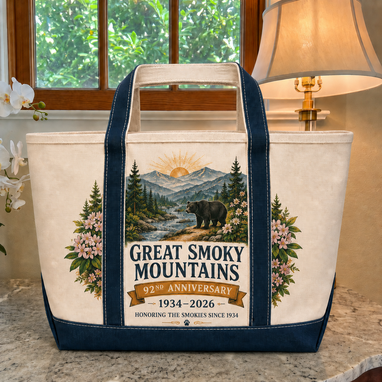 Great Smoky Mountains 92nd Anniversary Canvas Tote Bag
