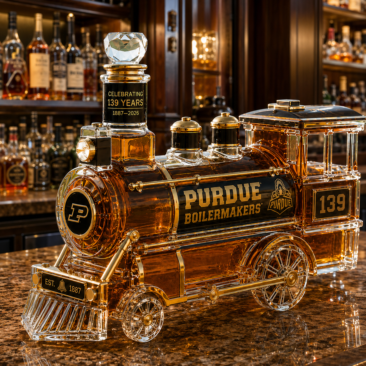 Purdue Boilermakers 139th Anniversary Train Decanter