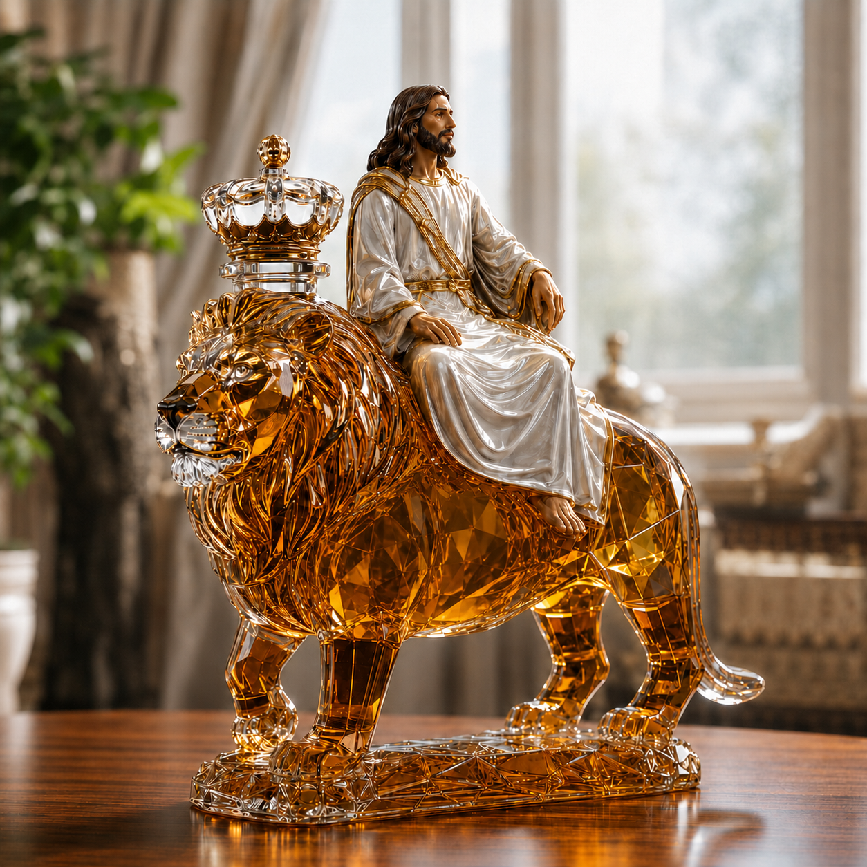 Jesus Christ & The Lion of Judah Crystal Whiskey Decanter