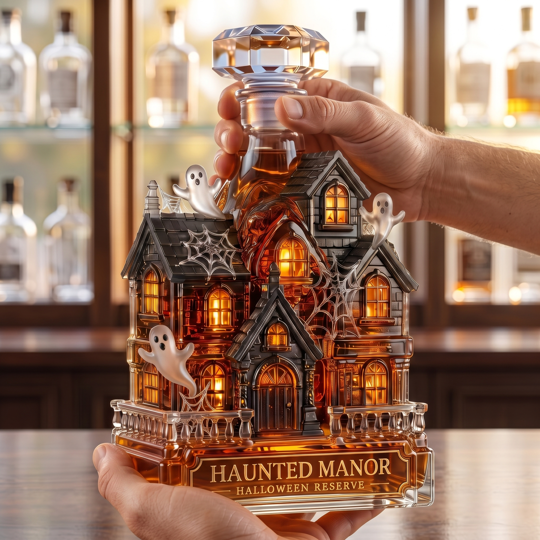 Haunted Manor Halloween Reserve Glass Whiskey Decanter