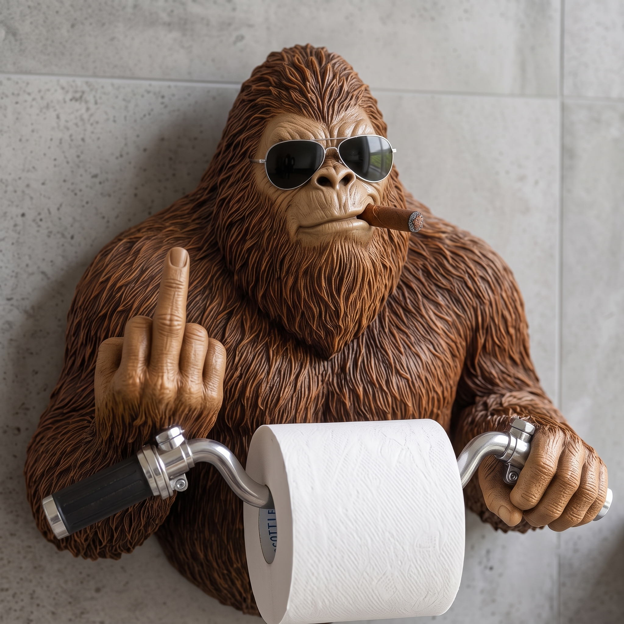 The Badass Biker Sasquatch Toilet Paper Holder