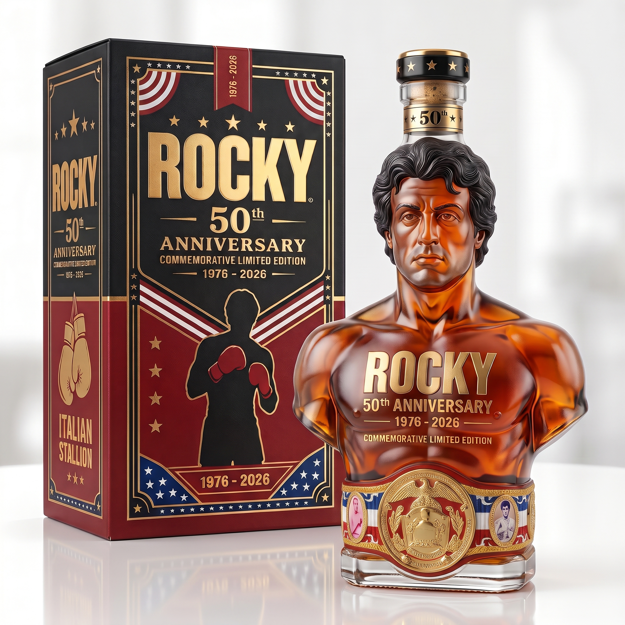 The Italian Stallion 1976–2026 50th Anniversary Commemorative Boxing Champion Bust Whiskey Decanter