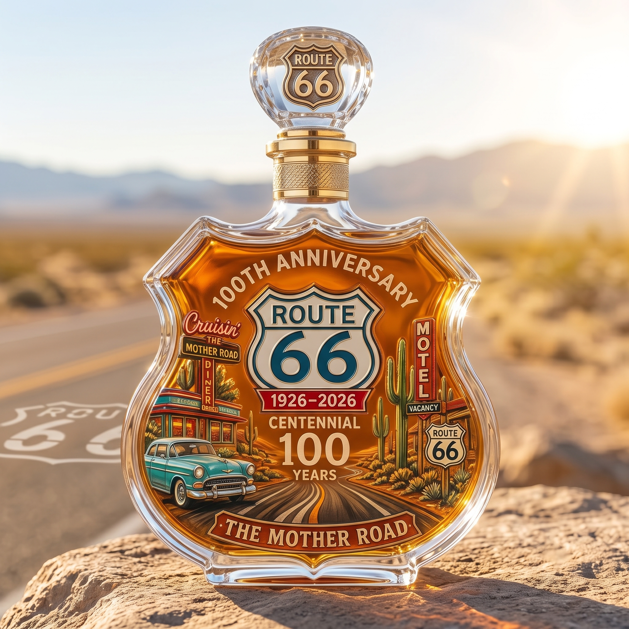 Route 66 100th Anniversary Centennial Whiskey Decanter