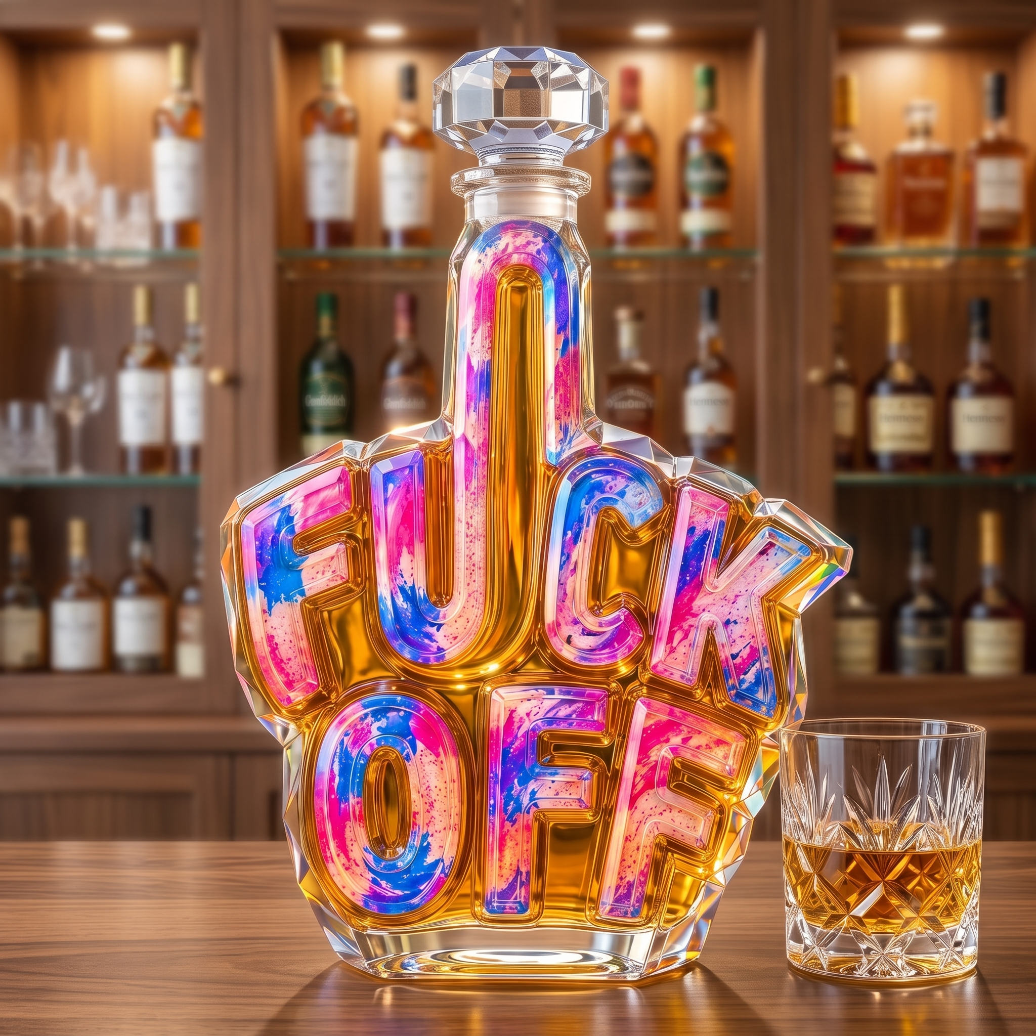 The Unapologetic "Fuck Off" Middle Finger Glass Whiskey Decanter