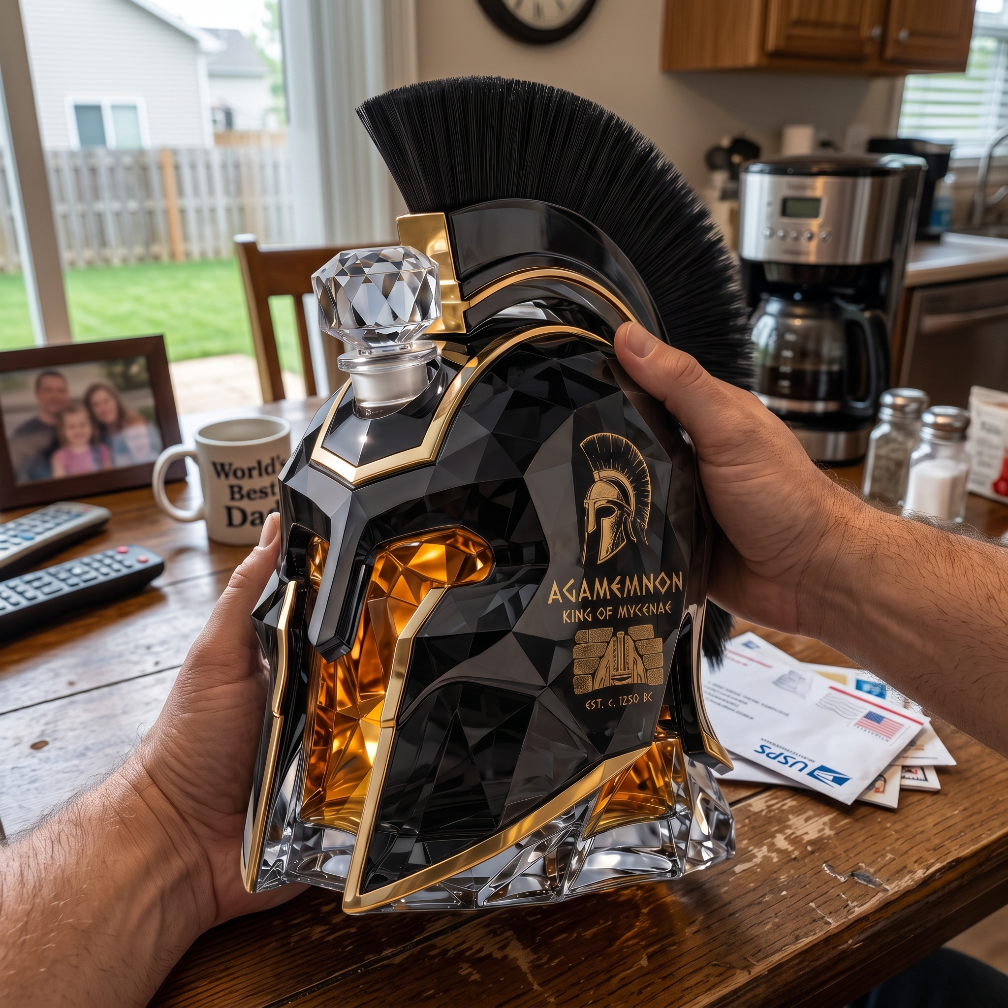 Majestic Agamemnon Spartan Helmet Glass Whiskey Decanter